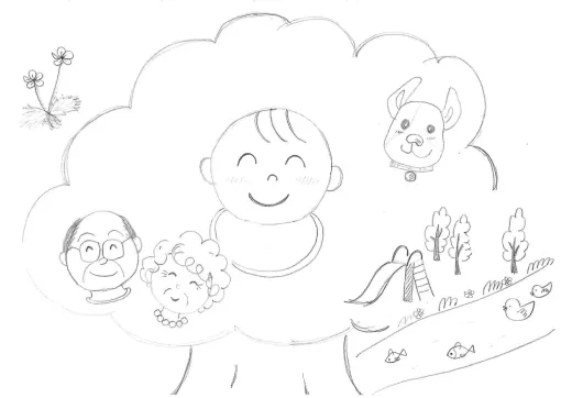 緑豊かな公園とみんなの笑顔。右下の石神井川で泳ぐのは、幼いころの娘さんと見た鴨